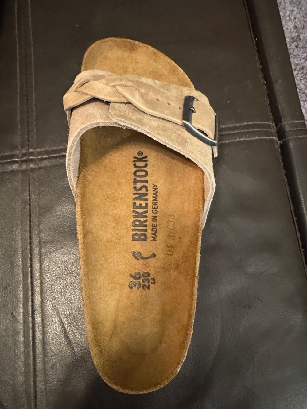 Birkenstock Braided Suede Slide Sandals in Tan - Picture 3 of 8